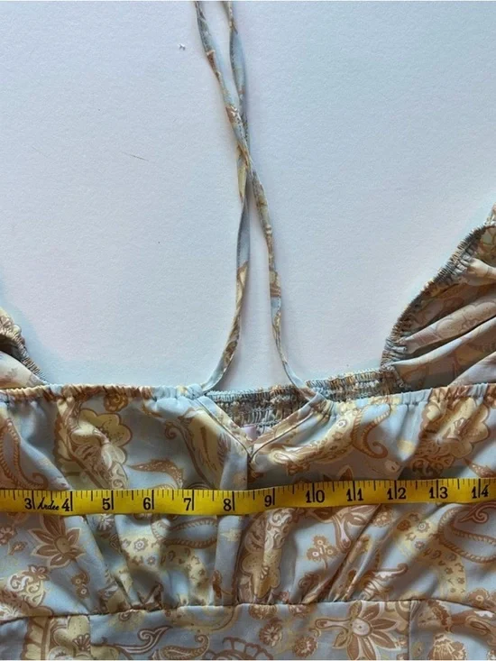 NWOT Dizzy Lizzy Light Blue and Yellow Tie-Front Puff-Sleeve Dress Never Worn - Picture 11 of 12